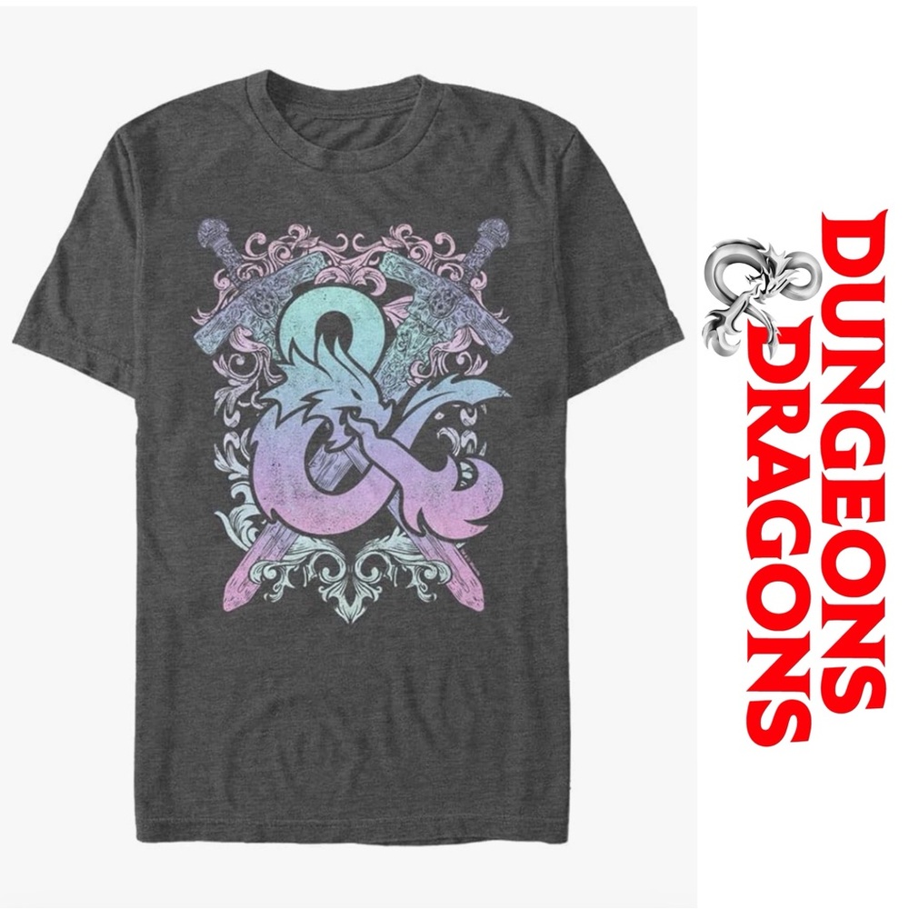 Dungeons & Dragons | Pastel Logo Short Sleeve Graphic T-Shirt | Size Medium